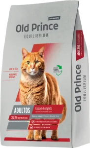 Alimento Old Prince Equilibrium para gatos adultos, fórmula de pollo y arroz con soporte digestivo, articular e inmunológico