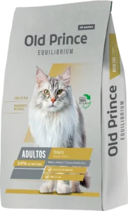 Alimento Old Prince Equilibrium para gatos adultos, fórmula urinaria con pollo, arroz y control de pH para una salud urinaria óptima