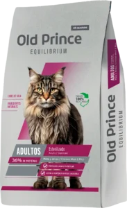 Alimento Old Prince Equilibrium para gatos esterilizados, fórmula de pollo y arroz con control de peso, digestión saludable y soporte urinario