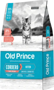Alimento Old Prince Proteínas Noveles para gatitos, fórmula de cordero y arroz integral con soporte digestivo, desarrollo muscular y defensas fuertes
